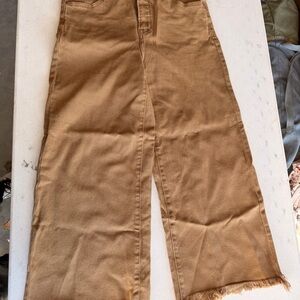Wide Leg Tan Jeans